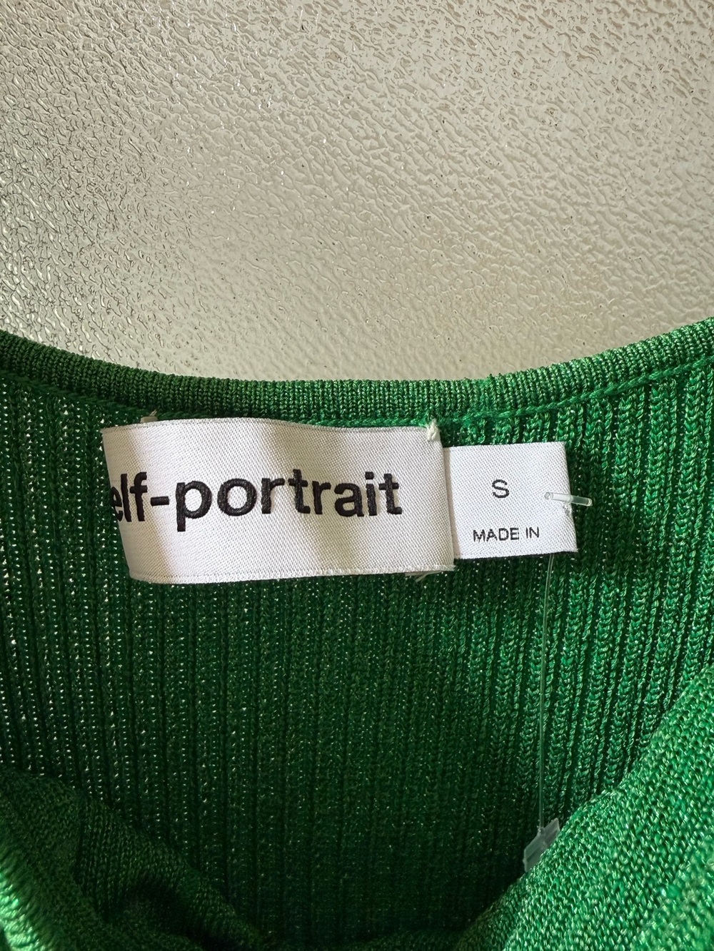 SELF PORTRAIT Cutout Ribbed Knit Lurex Midi Dress in Green Sz S - Picture 8 of 9